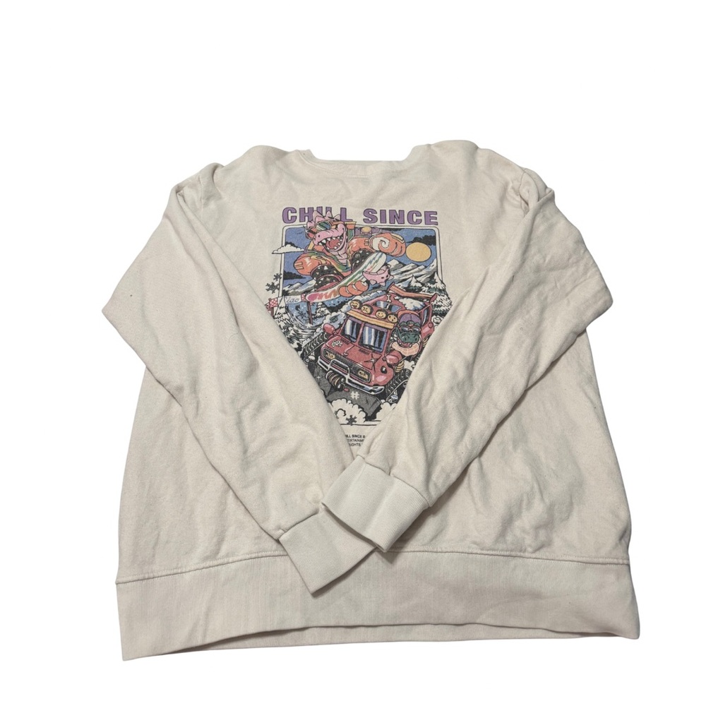 Brandy Melville White Graphic Crew Neck Sweater